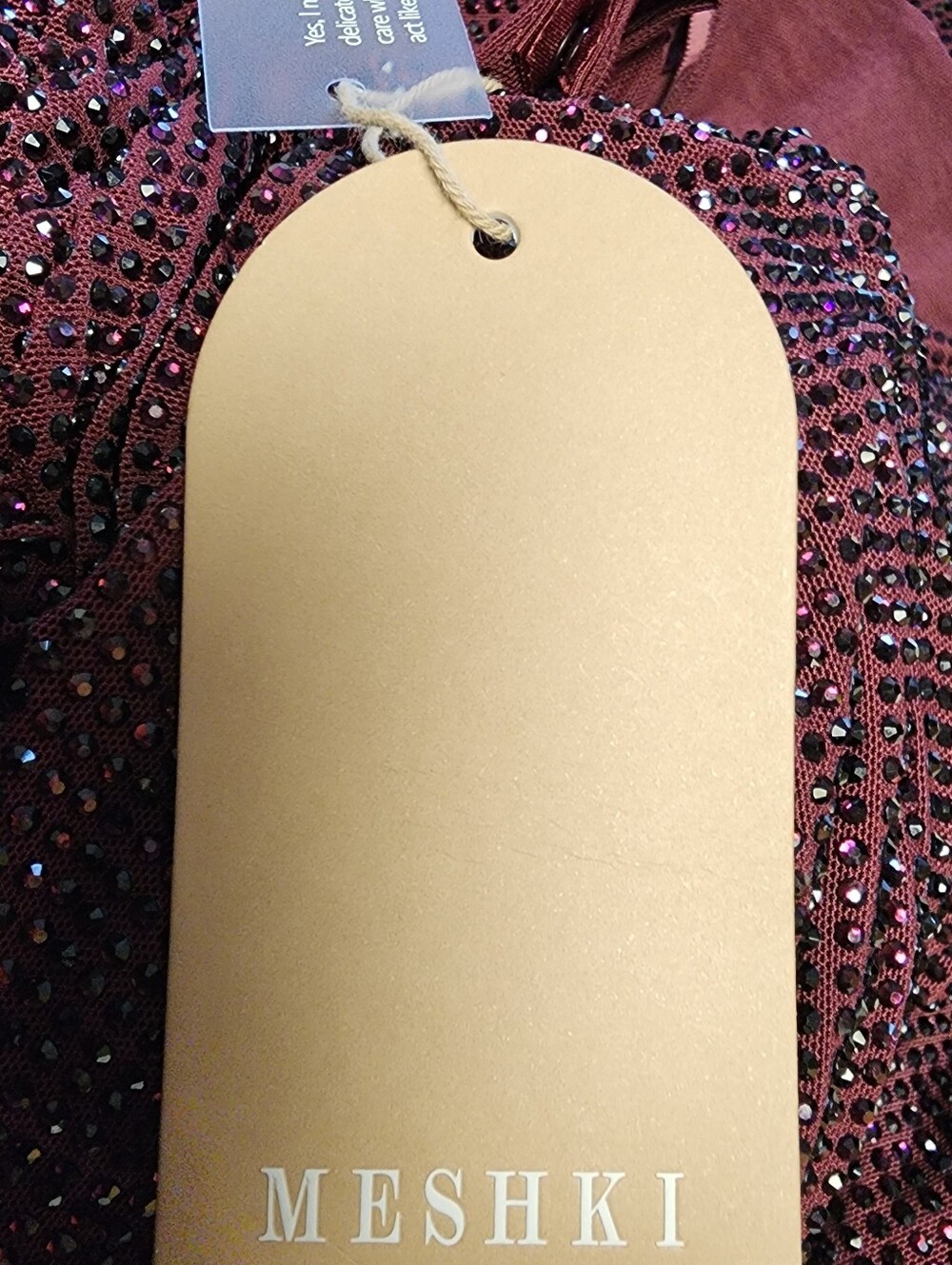 MESHKI Elegant Wine-Red Ruched Backless Evening Dress Size L - Picture 5 of 6